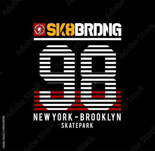 Skate boarding sport typography, t-shirt graphics, vectors.