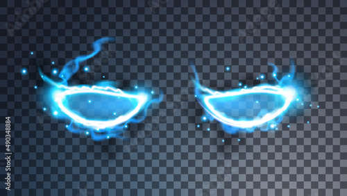 Modern magic eyes symbol or mask. Ethereal lightning substance