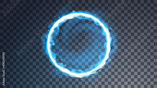 Modern magic portal symbol. Ethereal lightning substance sign photo
