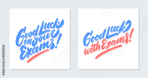 Good luck on your Exams. Vector lettering handwritten cards.