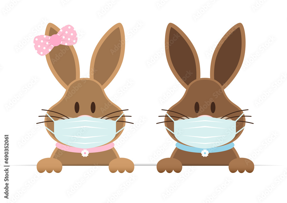 Osterhasen Mädchen Und Junge Maske Banner Horizontal Osterhasen Mädchen Und Junge Maske Banner Horizontal