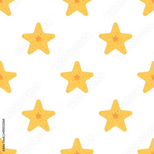 Seamless starfish pattern background, Vector and Illustration.