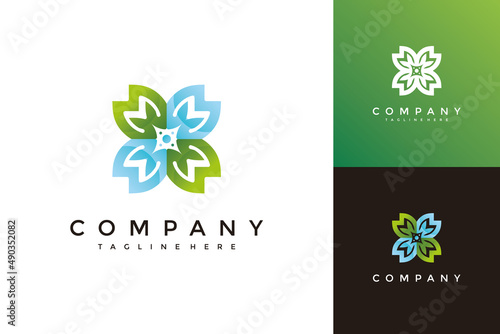 combination of letter M and jasmine flower in two different colors in one logo design. a logo that is suitable for florist, beauty, and other business needs