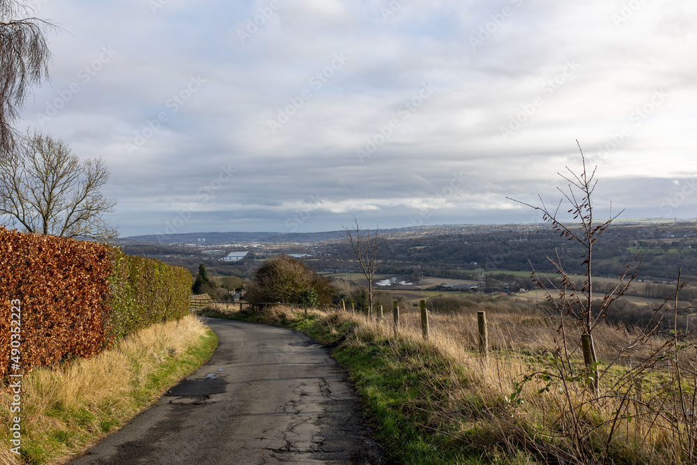 Heddon on the Wall, Northumberland England: 8th Feb 2022: A nice view of the Tyne Valley on a sunny winter day Heddon on the Wall, Northumberland England: 8th Feb 2022: A nice view of the Tyne Valley on a sunny winter day
