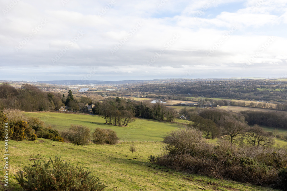 Heddon on the Wall, Northumberland England: 8th Feb 2022: A nice view of the Tyne Valley on a sunny winter day Heddon on the Wall, Northumberland England: 8th Feb 2022: A nice view of the Tyne Valley on a sunny winter day