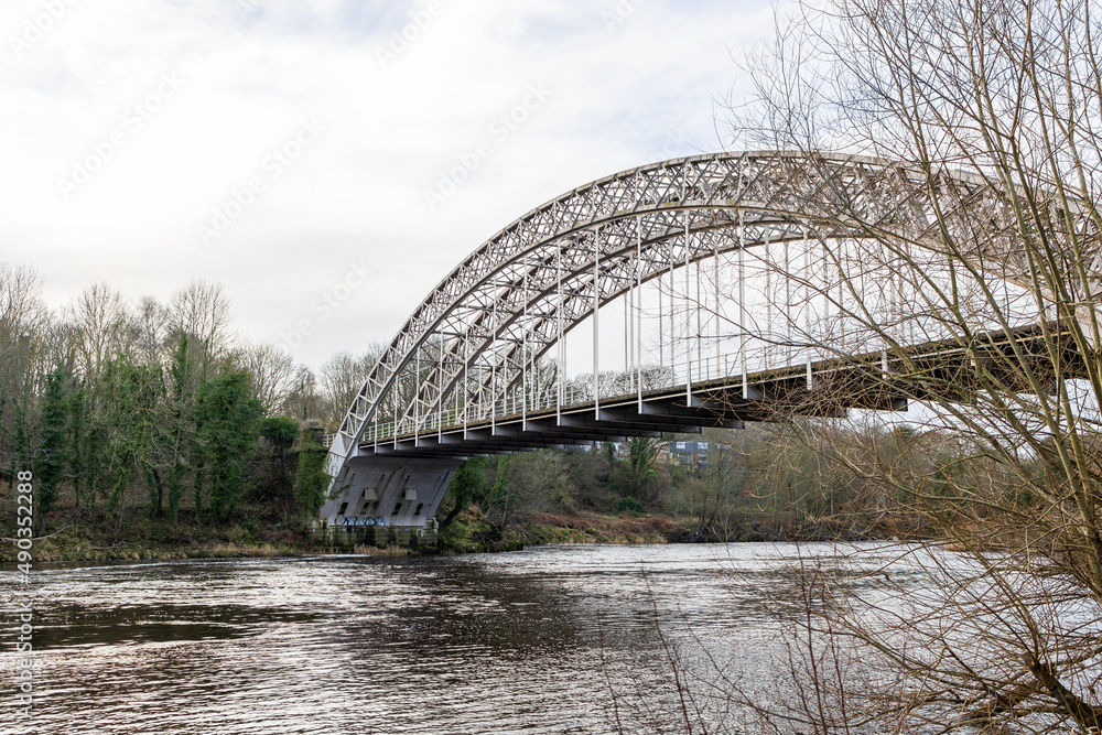 Wylam, Northumberland England: 8th Feb 2022: Hagg Bank Bridge on the River Tyne