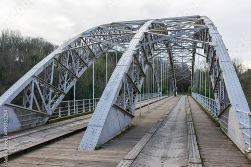 Wylam, Northumberland England: 8th Feb 2022: Hagg Bank Bridge on the River Tyne