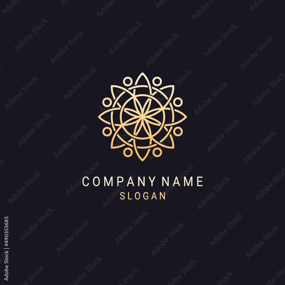 Abstract mandala flower logo icon vector design. Elegant premium ornament vector logotype symbol	