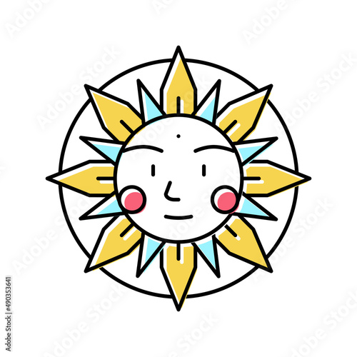 sun occult symbol color icon vector illustration