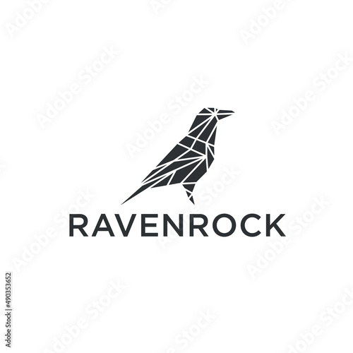 raven crow bird geometric polygonal logo vector icon