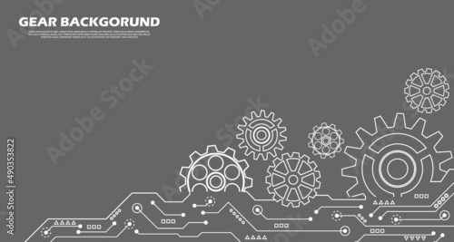 Futuristic geometric data abstract cogwheel pattern. on gray technology background ep.1