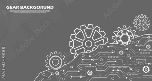 Futuristic geometric data abstract cogwheel pattern. on gray technology background ep.2