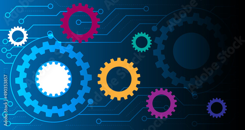 Gear Engine work Mechanical concept.future Technology machine engineering symbol. Industry development. Business solution idea. EP.2