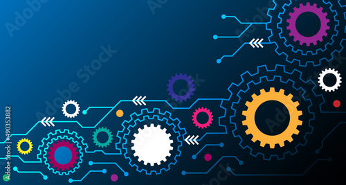 Gear Engine work Mechanical concept.future Technology machine engineering symbol. Industry development. Business solution idea. EP.3