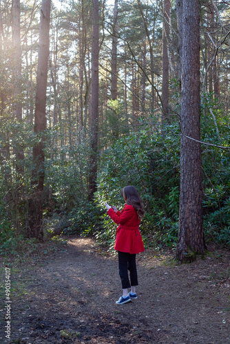 child running in forest