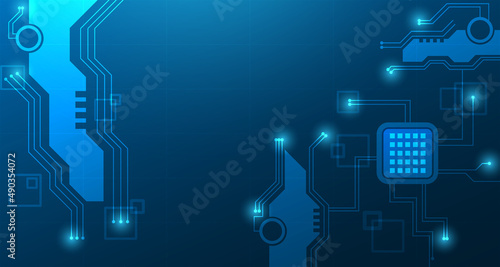 Billede på lærred Geometric abstract technology background - future lines and dots connection digital data and big data concept EP