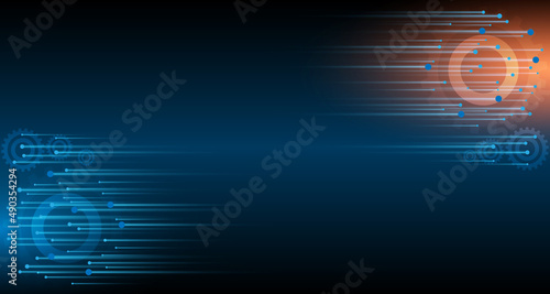 geometric technology abstract horizontal gear movement style concept particle connection background design with light vector illustration ep.2
