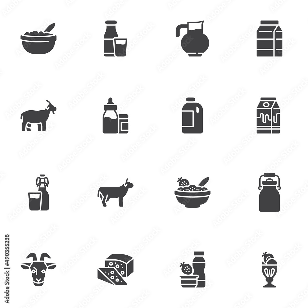 Milk products vector icons set Milk products vector icons set