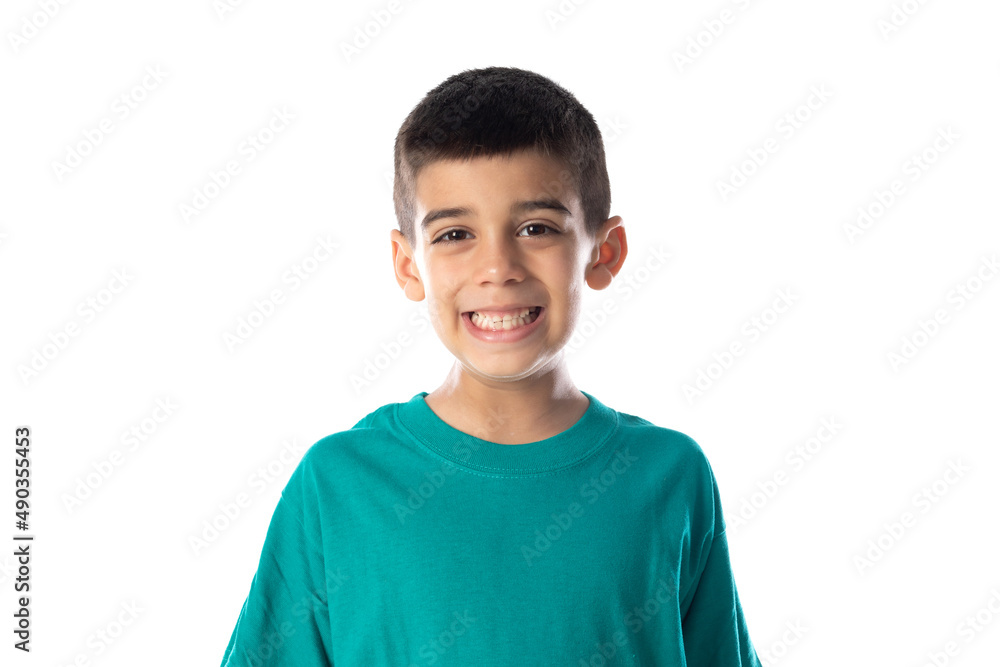 Dark boy with green T-shirt