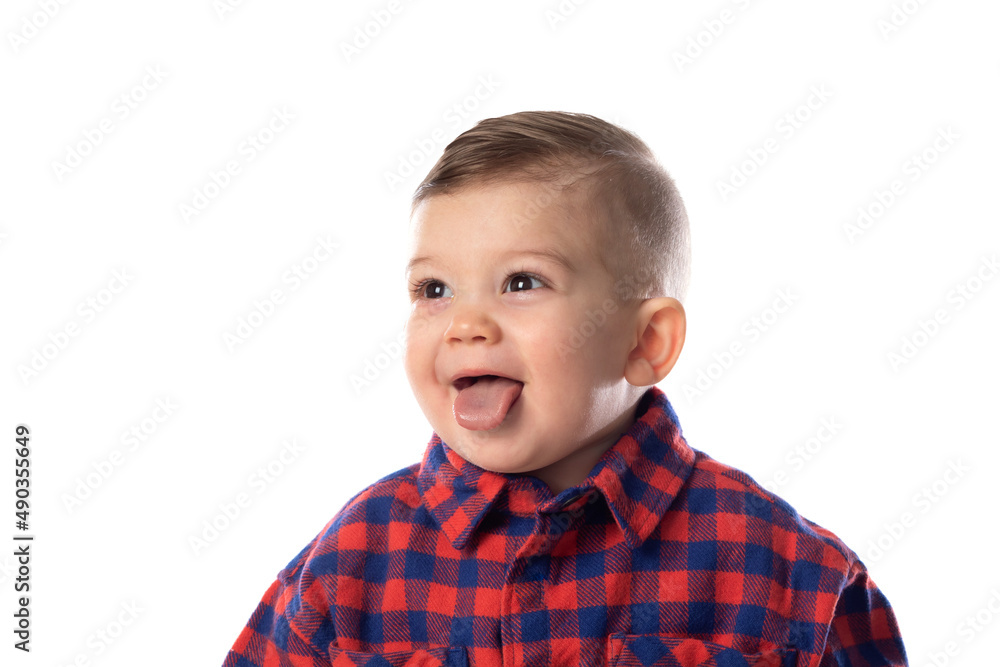 Little baby boy in stylish casual clothing smiling Little baby boy in stylish casual clothing smiling