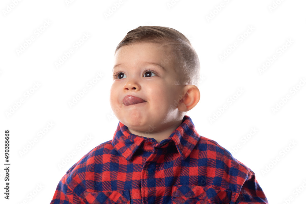 Little baby boy in stylish casual clothing smiling Little baby boy in stylish casual clothing smiling