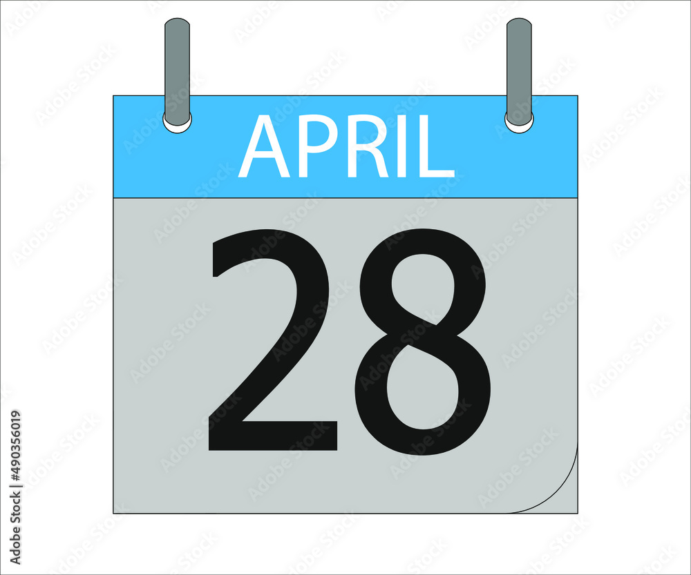 April 28st. Calendar icon. Month, date, year, holidays, week and weekend. April 28st. Calendar icon. Month, date, year, holidays, week and weekend.