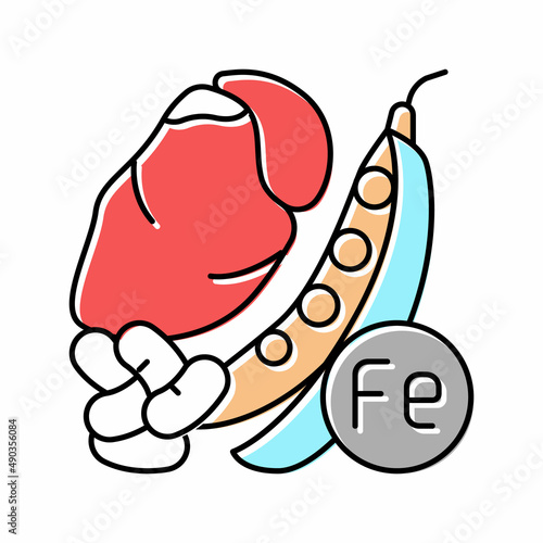 foods high in iron color icon vector illustration