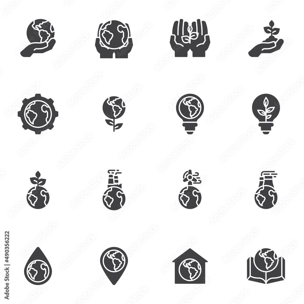 World environment day vector icons set