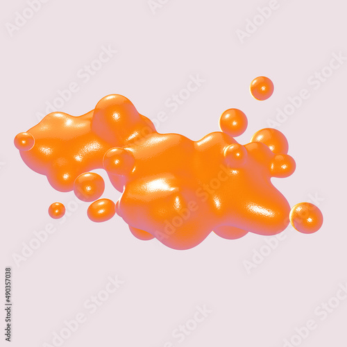 Abstract 3D render - bright orange metaball isolated on light background © ghost_friend