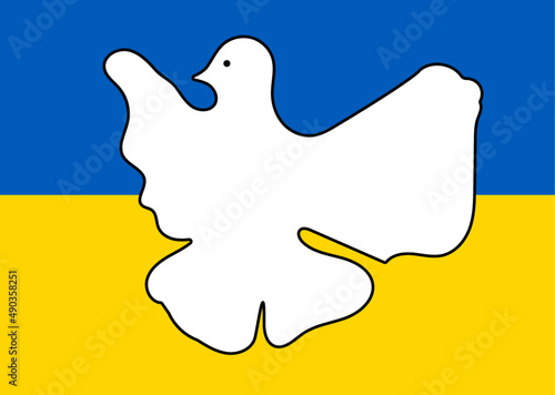 Friedenstaube auf Fahne der Ukraine