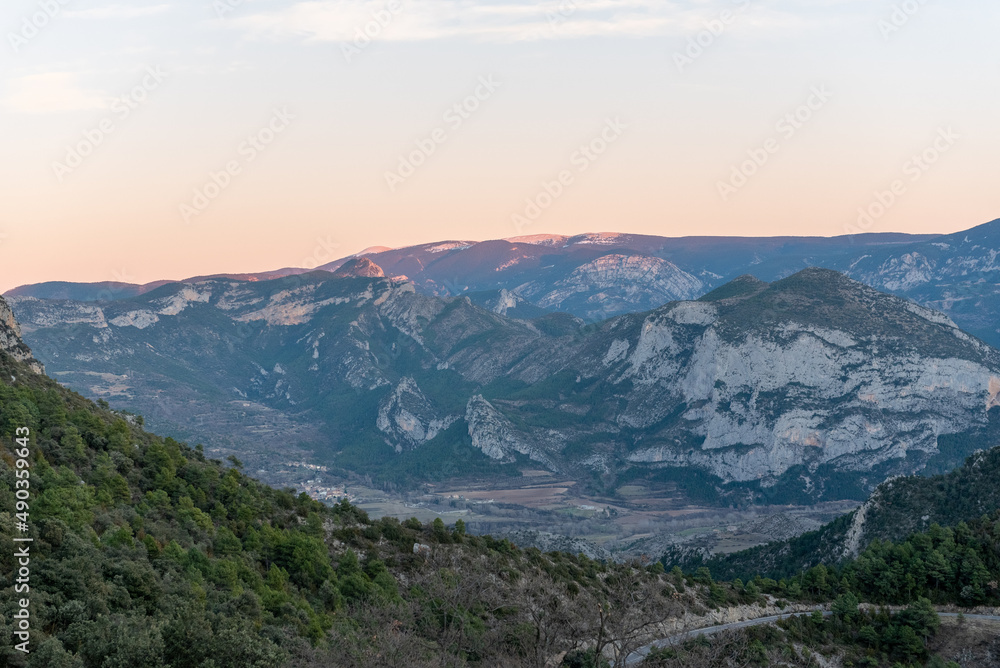 Landscapes of the mountains of the Catalan Pyrenees in Organya in Spain