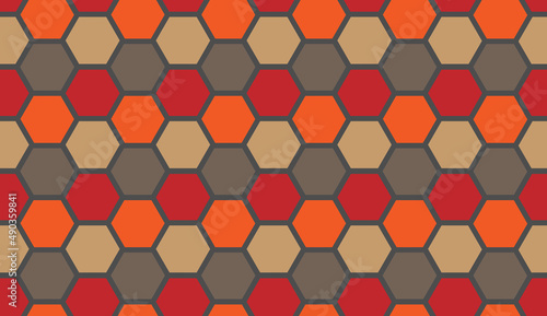 Seamless pattern. Hexagon ornament. Tile background. Ethnic motifs. Geometric web design. Mosaic textile print.