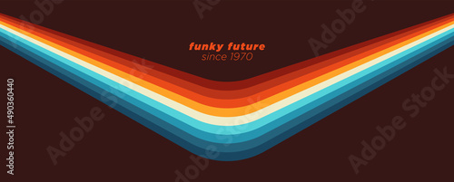 Futuristic background in minimalist retro style design with colorful lines. Vector illustration.