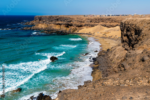 Aerial view of Esquinzo beach, El Cotillo, Fuerteventura, Canary Islands, Spain photo