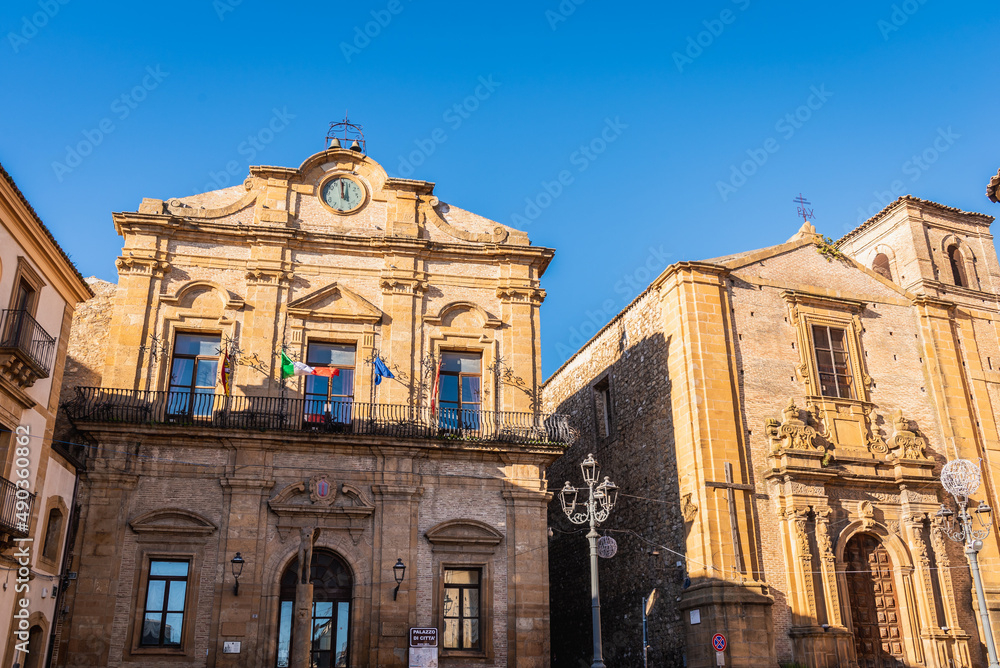 Fototapeta premium View of the Ancient City Palace in Piazza Armerina, Sicily, Italy, Europe