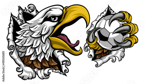 Bald Eagle Hawk Ripping Soccer Football Mascot