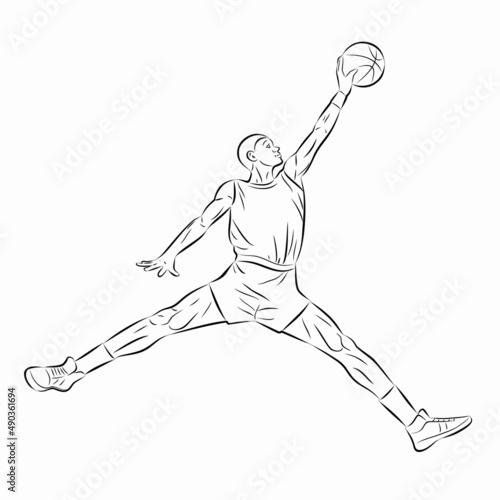 illustration of a basketball player, vector drawing