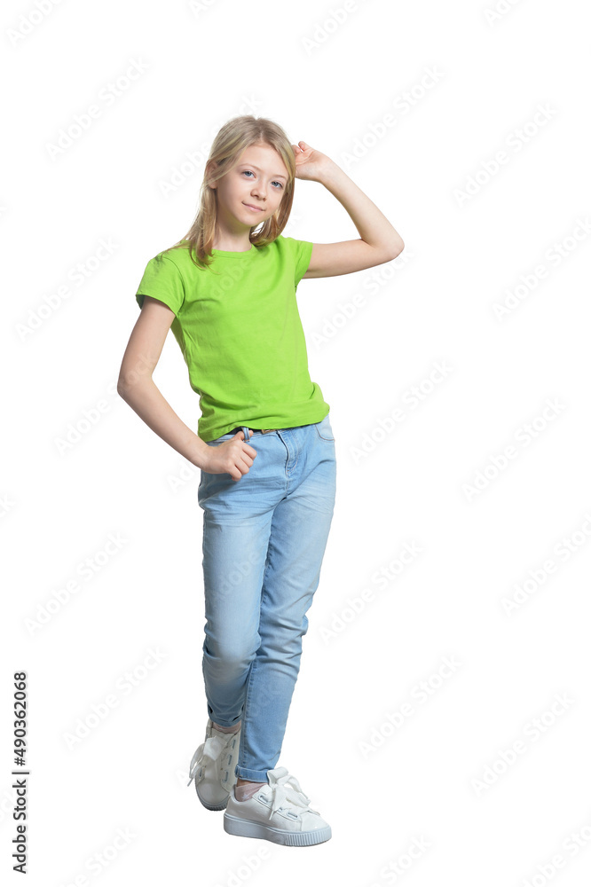 Portrait of cute little girl posing isolated on white background Portrait of cute little girl posing isolated on white background
