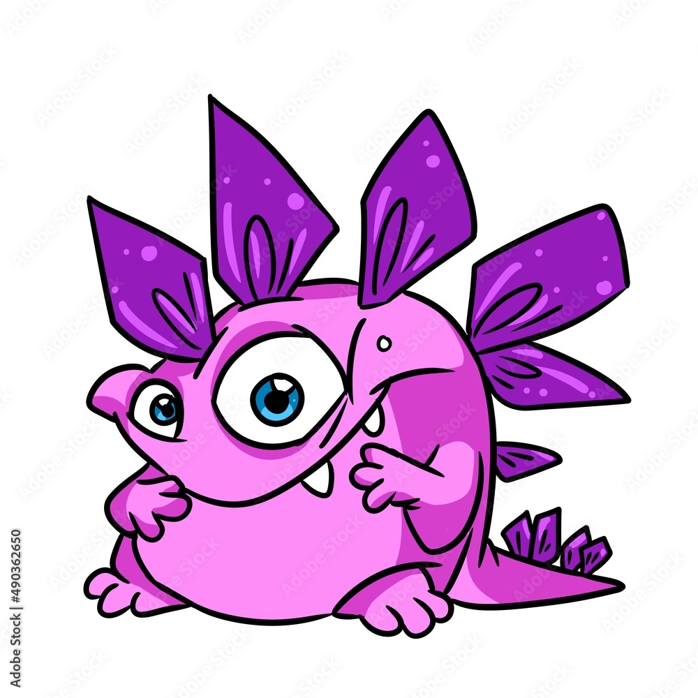 Fototapeta premium Monster fantasy dinosaur funny character illustration cartoon