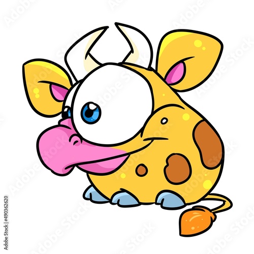 Cheerful little cow animal character illustration cartoon