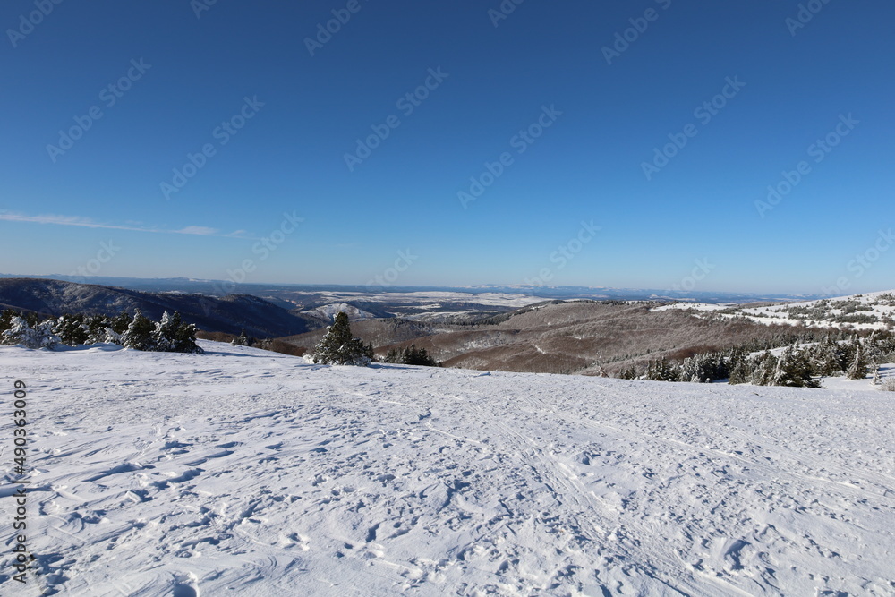 View on Prat Peyrot which is a winter sports resort of the Cévennes in the departments of Lozère and Gard