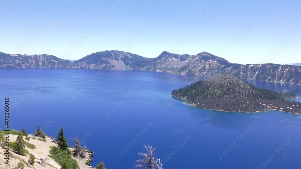 Panoramic view over the Crater Lake and Wizard Island, Crater Lake National Park Oregon Panoramic view over the Crater Lake and Wizard Island, Crater Lake National Park Oregon