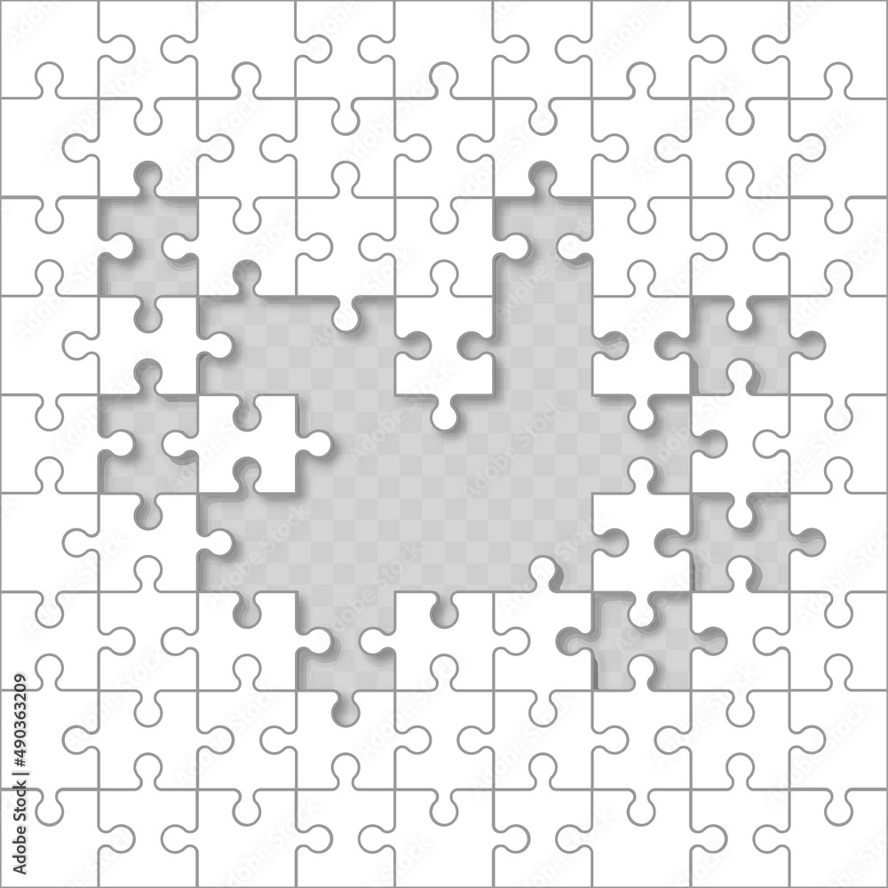 Jigsaw puzzle with missing pieces. Vector