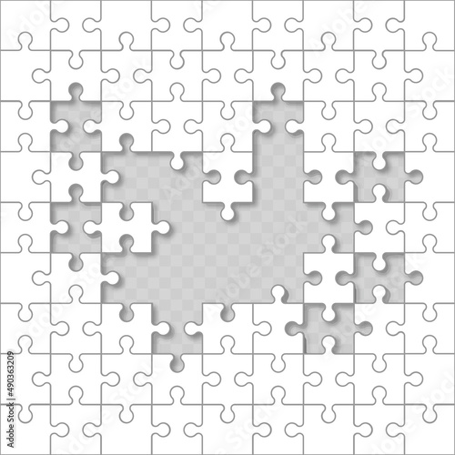 Jigsaw puzzle with missing pieces. Vector