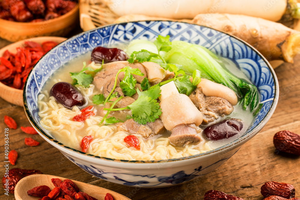 Chinese cuisine; A bowl of mutton noodles