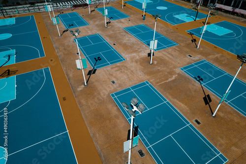 Aerial shooting outdoor basketball court © dashu83