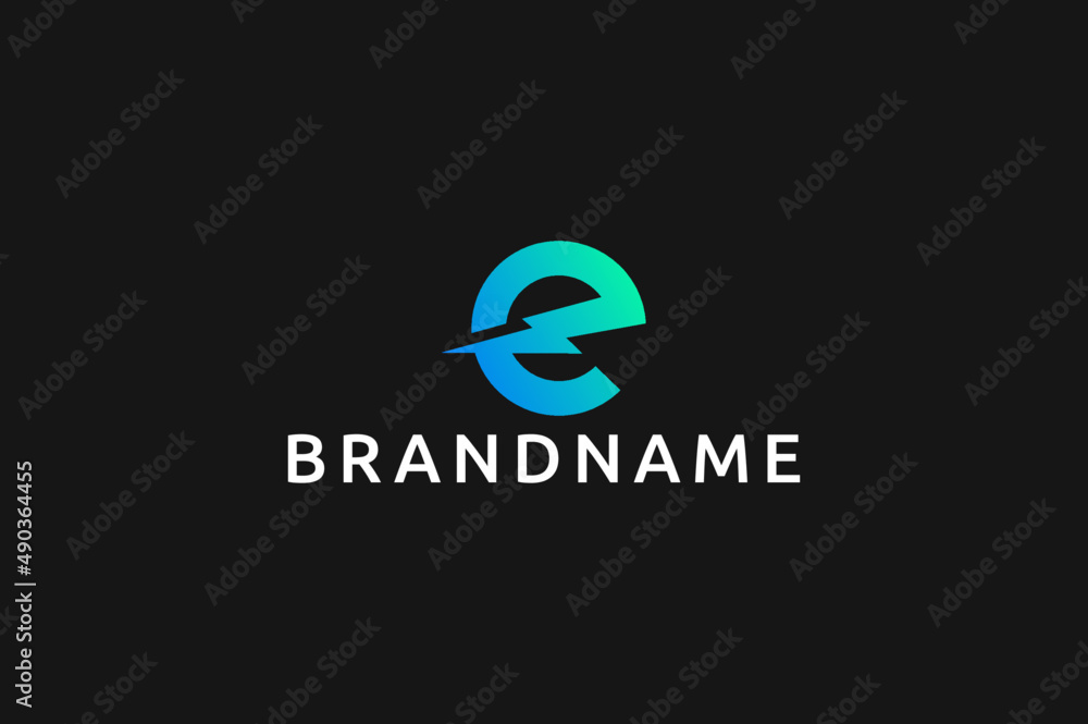 Obraz premium letter e energy flash logo
