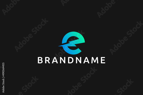 letter e energy flash logo
