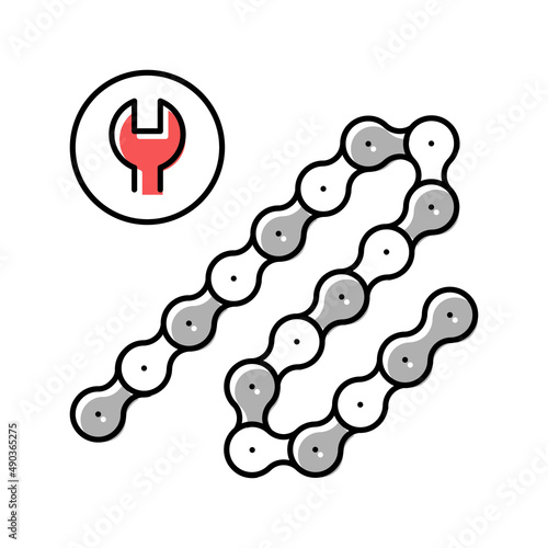 bicycle chane repair and shortening color icon vector illustration