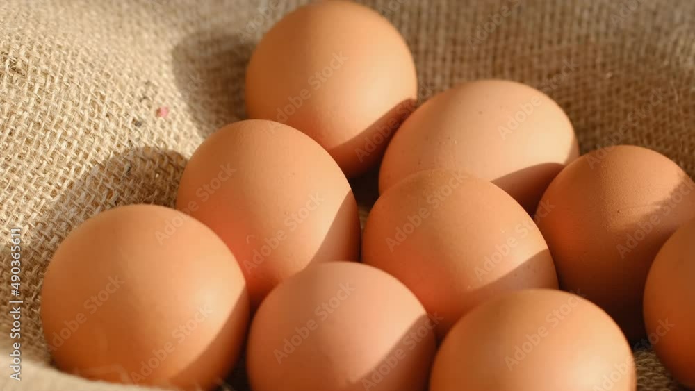 Chicken egg, rotation shot, Chicken fresh raw eggs.Healthy fresh food ingredients for breakfast. Animal products. Grocery. Chicken farm fresh eggs Chicken egg, rotation shot, Chicken fresh raw eggs.Healthy fresh food ingredients for breakfast. Animal products. Grocery. Chicken farm fresh eggs